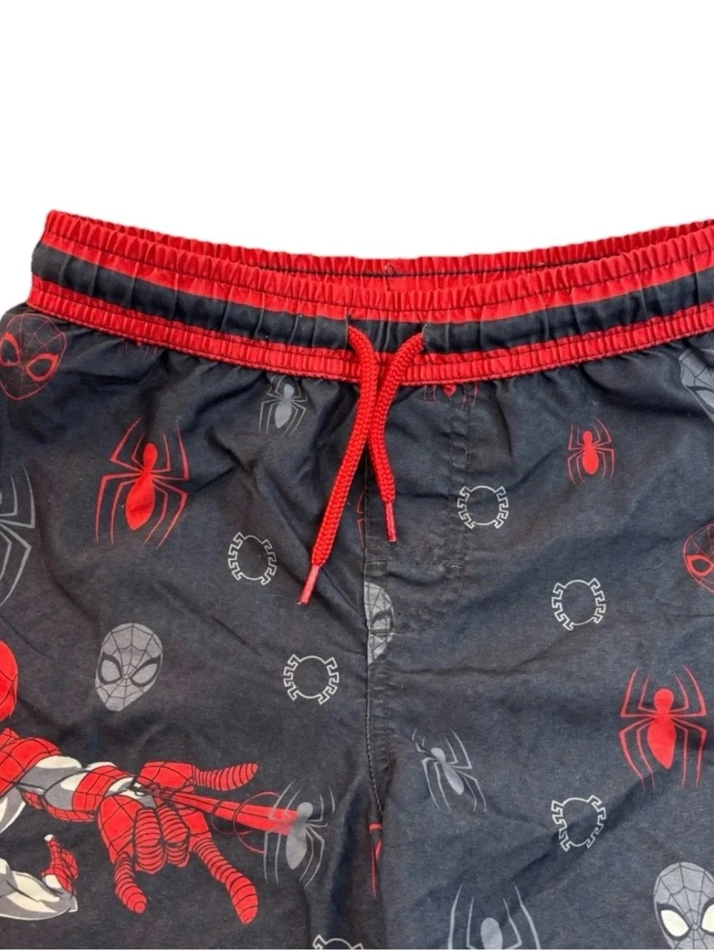 Marvel Spider-Man Boys Swim Set Size 7 Shirt & Swim Trunks Gray Red 2-Piece